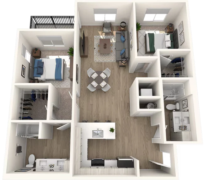 2x2 Bedroom C4 C202 floor plan